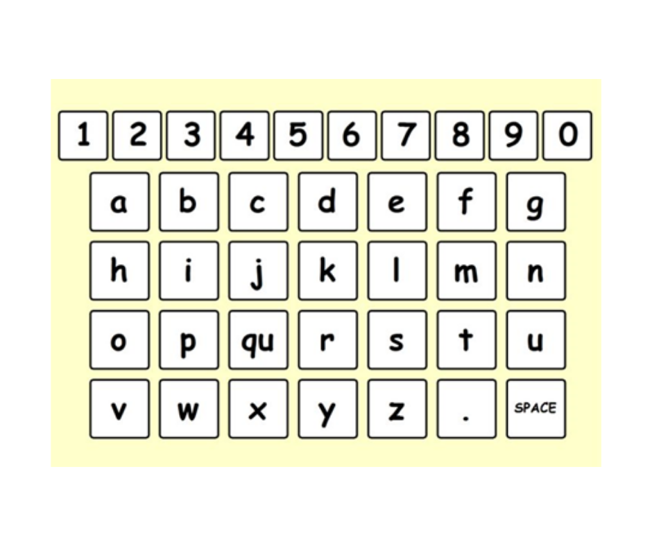 An image of the alphabet and numbers 1 to 9.